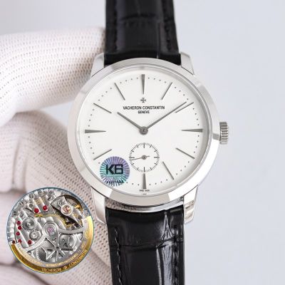 Vacheron Constantin Traditionnelle 4400as Movement Men 316L Steel Waterproof 30m White Face Black Strap Watch